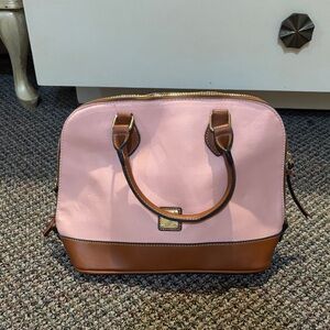 Pink and Brown Leather Handbag
